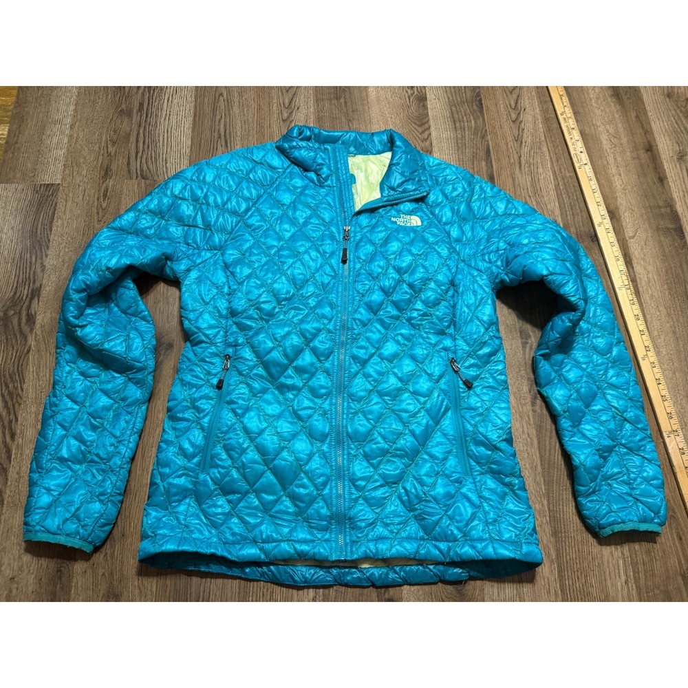 The North Face Jacket Women Size M Blue Thermoball Full Zip Quilted Puffer
